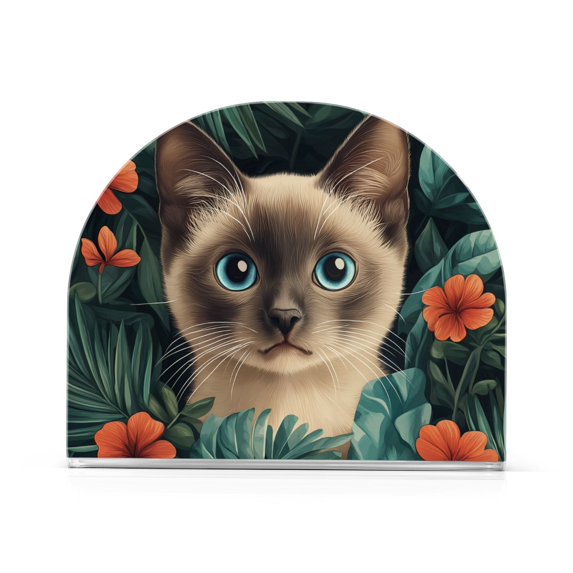Yayeee Napkin Holder for Table Kitchen Paper Tissue Organization, Flowers and Cat