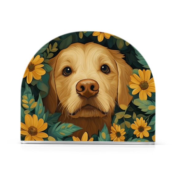 Yayeee Napkin Holder for Table Kitchen Paper Tissue Organization, Flowers and Dog