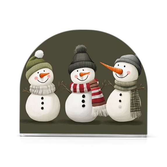 Yayeee Napkin Holder for Table Kitchen Paper Tissue Organization, Gray Cute Snowmen