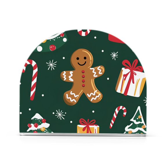Yayeee Napkin Holder for Table Kitchen Paper Tissue Organization, Green Christmas Gingerbread