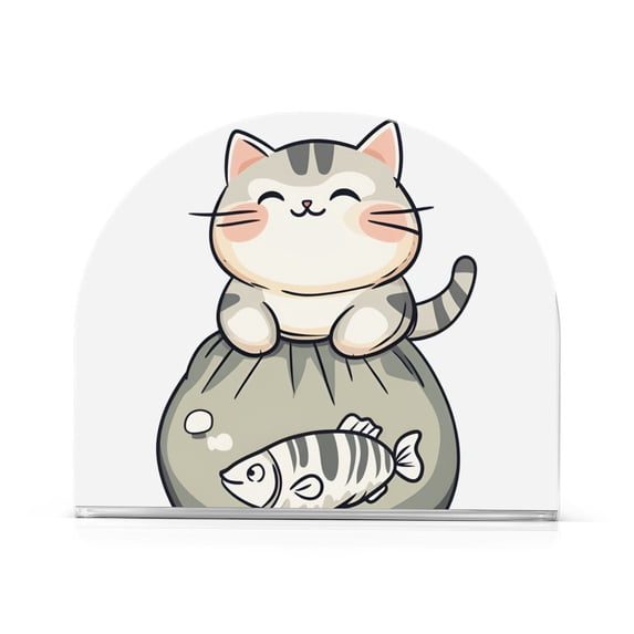 Yayeee Napkin Holder for Table Kitchen Paper Tissue Organization, Green Cute Cat