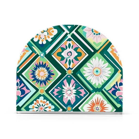 Yayeee Napkin Holder for Table Kitchen Paper Tissue Organization, Green Geometric Flowers