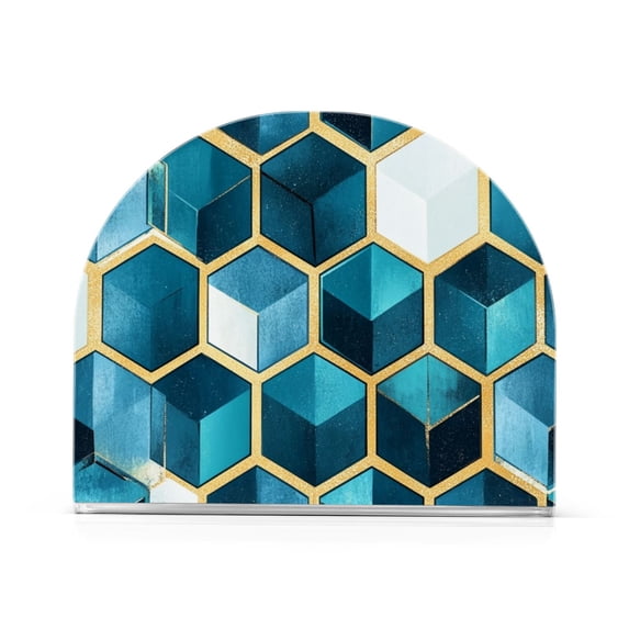 Yayeee Napkin Holder for Table Kitchen Paper Tissue Organization, Light Blue Geometric Pattern