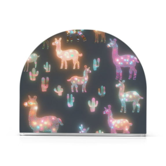 Yayeee Napkin Holder for Table Kitchen Paper Tissue Organization, Neon Llamas Pattern
