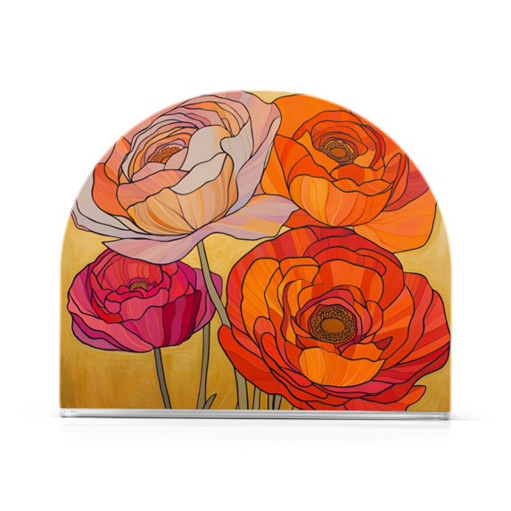 Yayeee Napkin Holder for Table Kitchen Paper Tissue Organization, Orange Abstract Floral