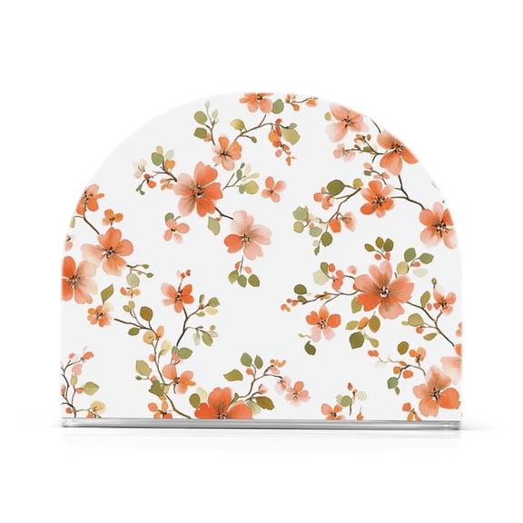 Yayeee Napkin Holder for Table Kitchen Paper Tissue Organization, Orange Floral Blooms