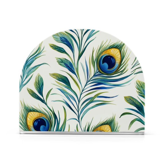 Yayeee Napkin Holder for Table Kitchen Paper Tissue Organization, Peacock Feather