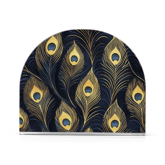 Yayeee Napkin Holder for Table Kitchen Paper Tissue Organization, Peacock Feathers Pattern