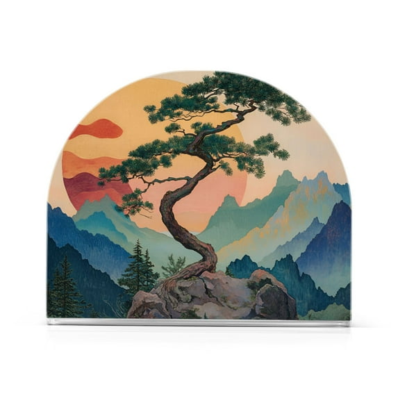 Yayeee Napkin Holder for Table Kitchen Paper Tissue Organization, Pine Tree at Dawn
