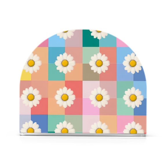 Yayeee Napkin Holder for Table Kitchen Paper Tissue Organization, Pink Checkered Daisy