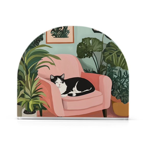 Yayeee Napkin Holder for Table Kitchen Paper Tissue Organization, Pink Sleeping Cat