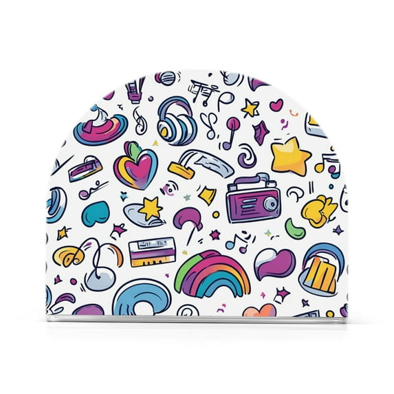 Yayeee Napkin Holder for Table Kitchen Paper Tissue Organization, Purple Doodle Pattern
