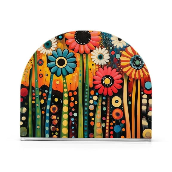 Yayeee Napkin Holder for Table Kitchen Paper Tissue Organization, Red Colorful Flowers with Dots