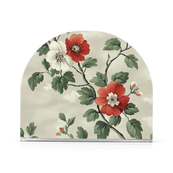 Yayeee Napkin Holder for Table Kitchen Paper Tissue Organization, Red Floral Pattern