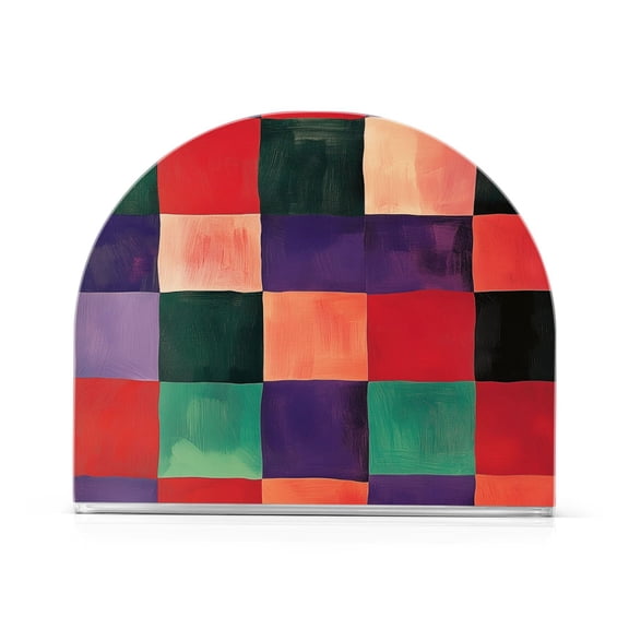 Yayeee Napkin Holder for Table Kitchen Paper Tissue Organization, Red and Purple Plaid Pattern
