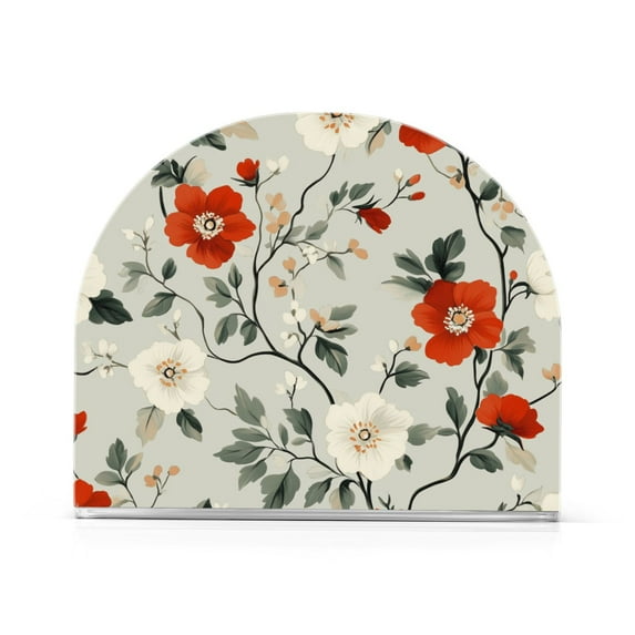 Yayeee Napkin Holder for Table Kitchen Paper Tissue Organization, Red and White Floral Pattern