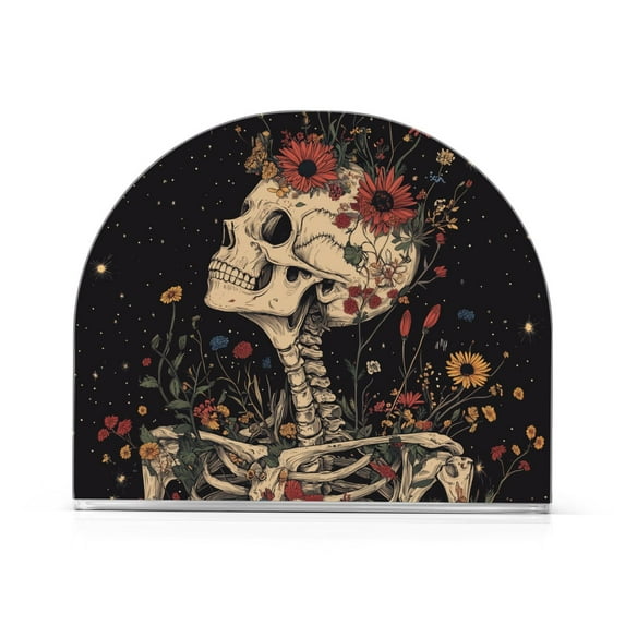 Yayeee Napkin Holder for Table Kitchen Paper Tissue Organization, Skeleton with Flowers Pattern