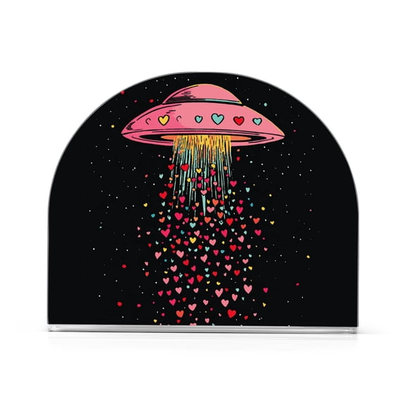 Yayeee Napkin Holder for Table Kitchen Paper Tissue Organization, UFO with Hearts Pattern