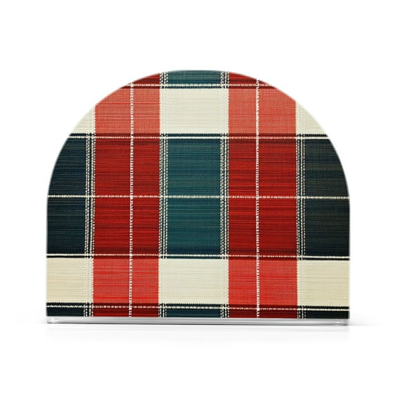 Yayeee Napkin Holder for Table Kitchen Paper Tissue Organization, Vibrant Red Tartan Pattern