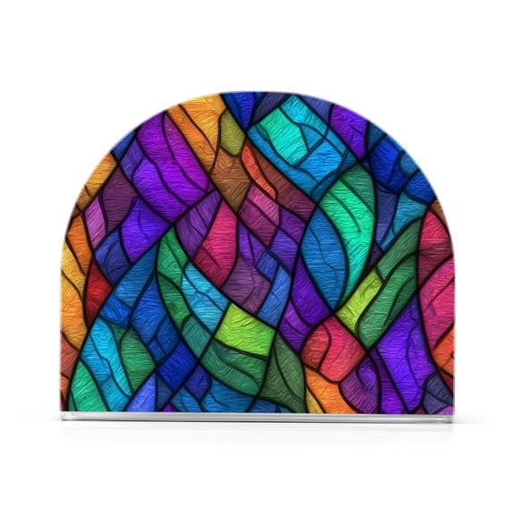 Yayeee Napkin Holder for Table Kitchen Paper Tissue Organization, Vibrant Stained Glass Pattern
