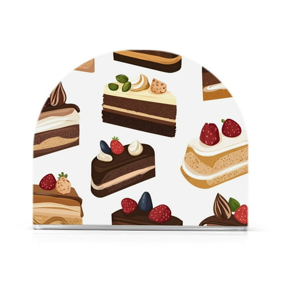 Yayeee Napkin Holder for Table Kitchen Paper Tissue Organization, White Cakes Pattern