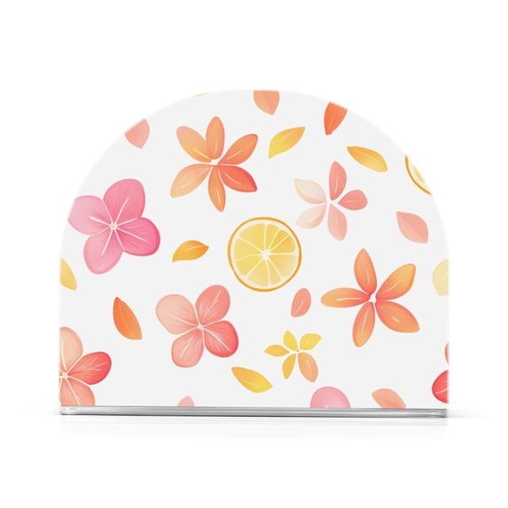 Yayeee Napkin Holder for Table Kitchen Paper Tissue Organization, White Floral Orange
