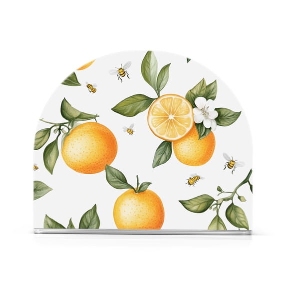 Yayeee Napkin Holder for Table Kitchen Paper Tissue Organization, White Watercolor Oranges