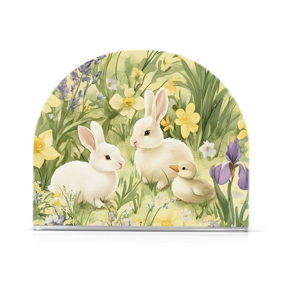 Yayeee Napkin Holder for Table Kitchen Paper Tissue Organization, Yellow Floral Rabbit