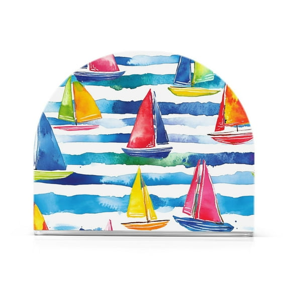 Yayeee Napkin Holder for Table Kitchen Paper Tissue Organization, Yellow Hand Drawn Sailboats