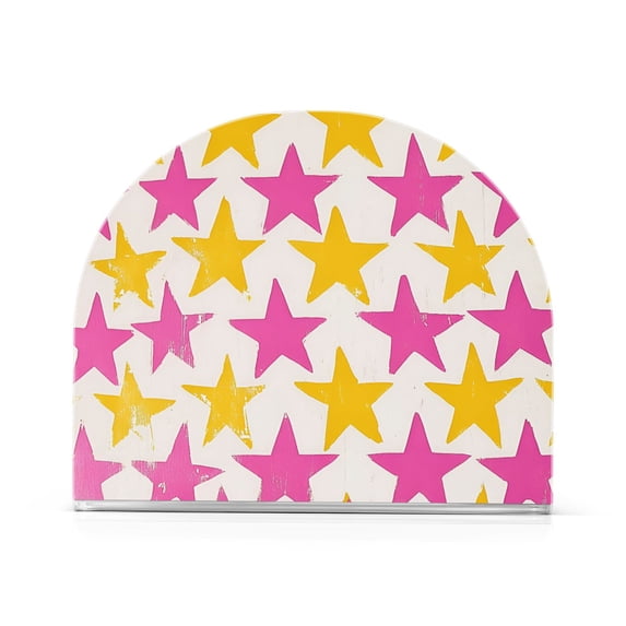 Yayeee Napkin Holder for Table Kitchen Paper Tissue Organization, Yellow Pink Stars
