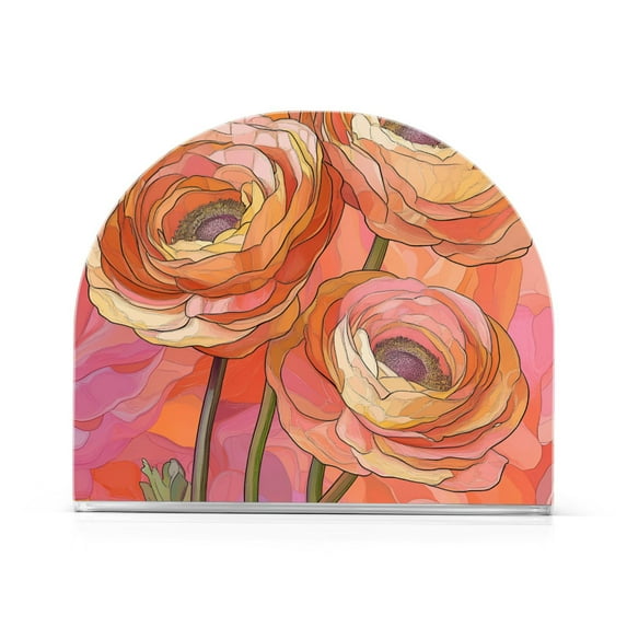 Yayeee Napkin Holder for Table Set of 2 Kitchen Paper Tissue Organization, Abstract Pink Flowers