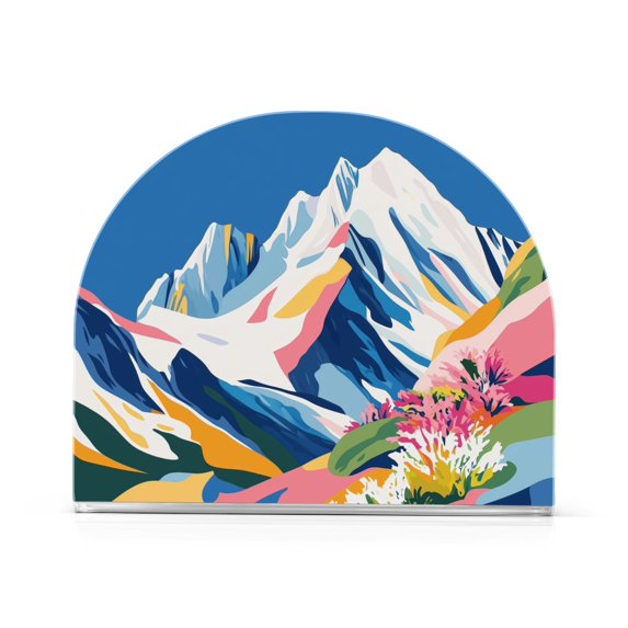 Yayeee Napkin Holder for Table Set of 2 Kitchen Paper Tissue Organization, Abstract Snow Mountain