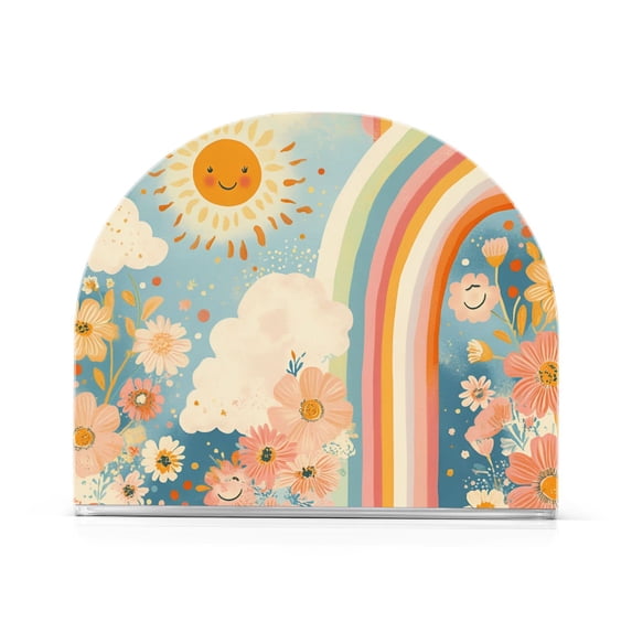 Yayeee Napkin Holder for Table Set of 2 Kitchen Paper Tissue Organization, Beige Rainbow Clouds