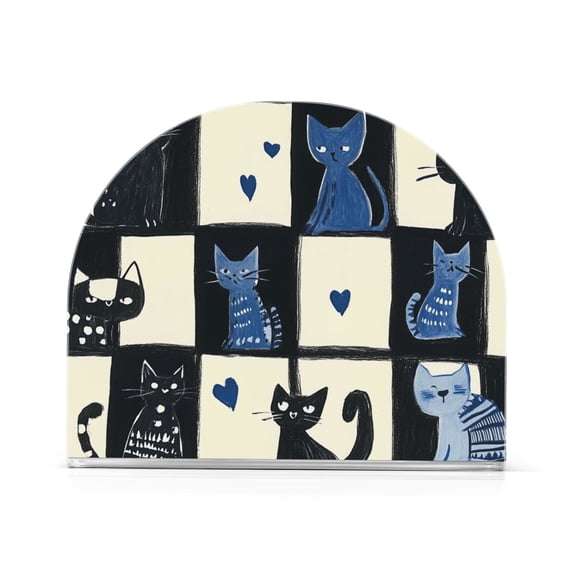 Yayeee Napkin Holder for Table Set of 2 Kitchen Paper Tissue Organization, Black and Blue Cat