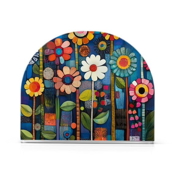 Yayeee Napkin Holder for Table Set of 2 Kitchen Paper Tissue Organization, Blue Colorful Flowers