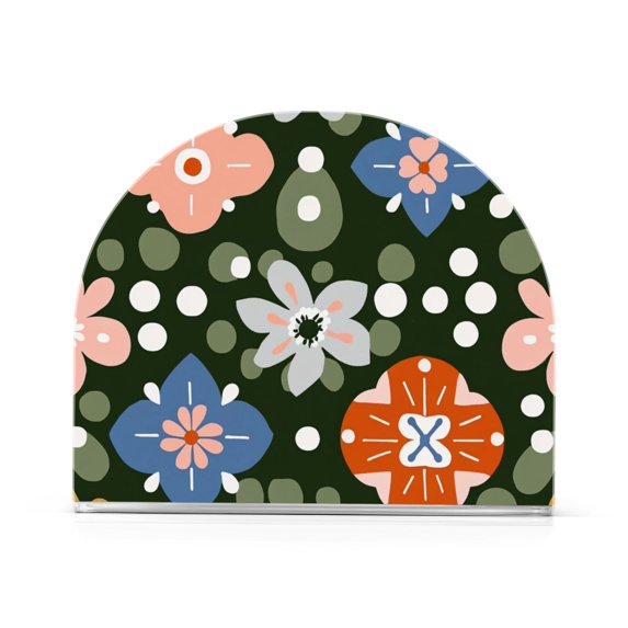 Yayeee Napkin Holder for Table Set of 2 Kitchen Paper Tissue Organization, Blue Geometric Flowers