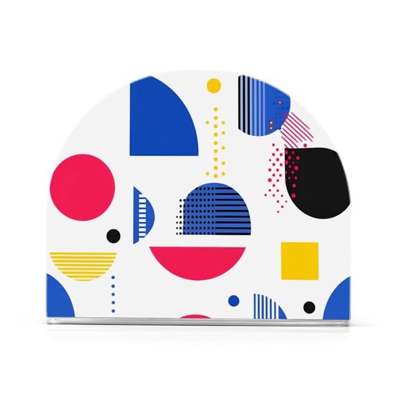 Yayeee Napkin Holder for Table Set of 2 Kitchen Paper Tissue Organization, Blue Retro Shapes