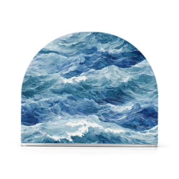 Yayeee Napkin Holder for Table Set of 2 Kitchen Paper Tissue Organization, Blue Watercolor Ocean Waves