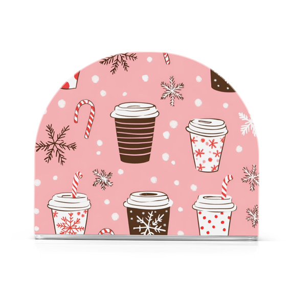 Yayeee Napkin Holder for Table Set of 2 Kitchen Paper Tissue Organization, Brown Hand Drawn Cups