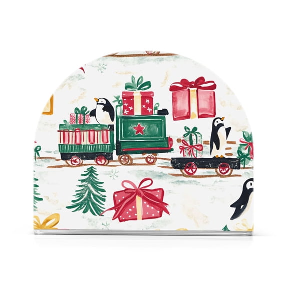 Yayeee Napkin Holder for Table Set of 2 Kitchen Paper Tissue Organization, Christmas Train