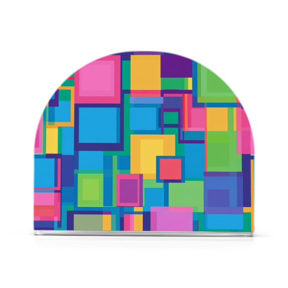 Yayeee Napkin Holder for Table Set of 2 Kitchen Paper Tissue Organization, Colorful Geometric Pattern