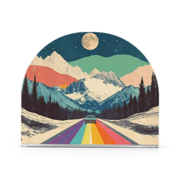 Yayeee Napkin Holder for Table Set of 2 Kitchen Paper Tissue Organization, Colorful Road at Night