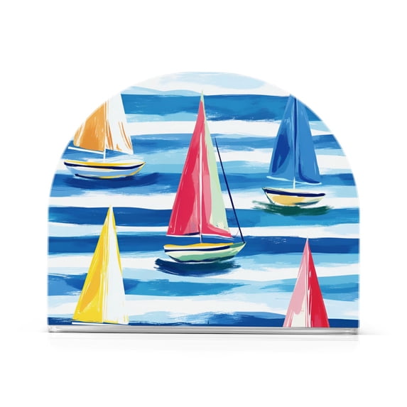 Yayeee Napkin Holder for Table Set of 2 Kitchen Paper Tissue Organization, Green Sailboats