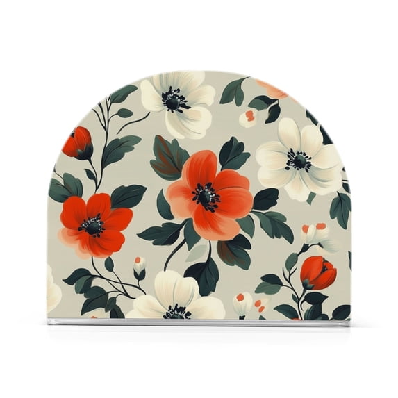 Yayeee Napkin Holder for Table Set of 2 Kitchen Paper Tissue Organization, Large Red Floral Pattern