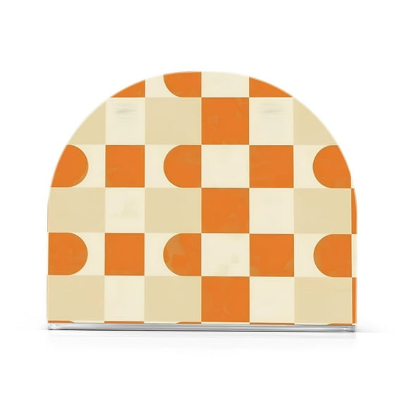 Yayeee Napkin Holder for Table Set of 2 Kitchen Paper Tissue Organization, Orange Checkered Pattern
