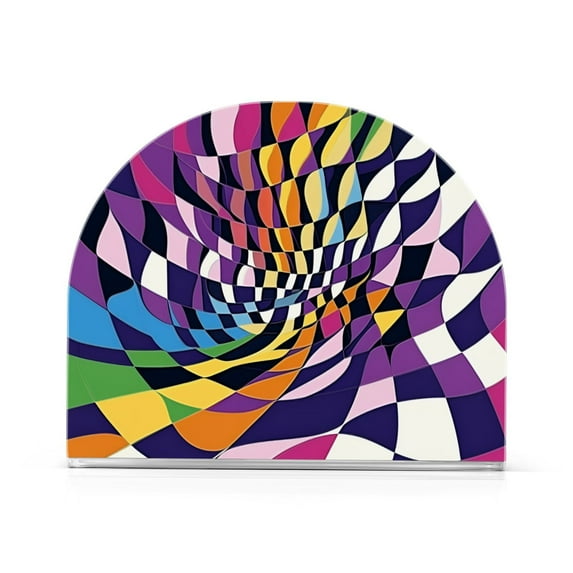 Yayeee Napkin Holder for Table Set of 2 Kitchen Paper Tissue Organization, Purple Wavy Plaid