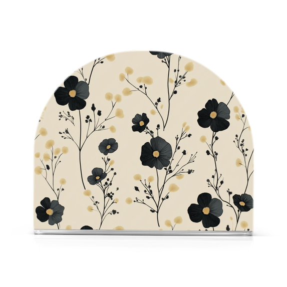 Yayeee Napkin Holder for Table Set of 2 Kitchen Paper Tissue Organization, Small Black Flowers