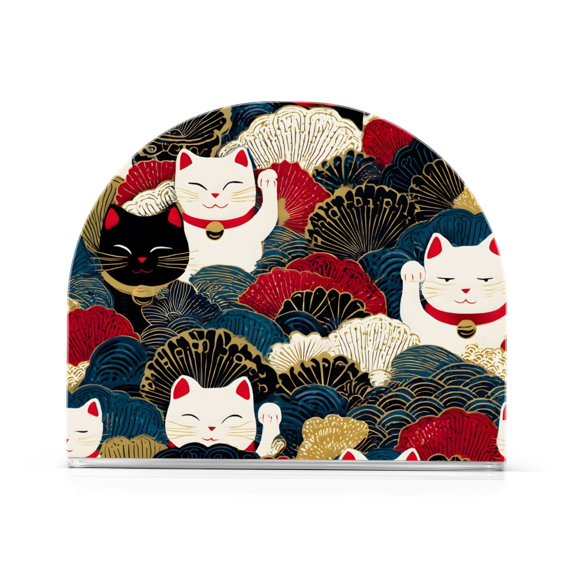 Yayeee Napkin Holder for Table Set of 2 Kitchen Paper Tissue Organization, White Lucky Cat