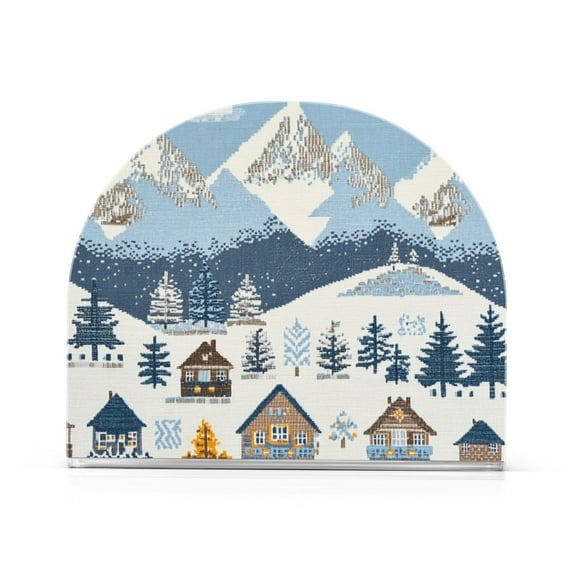 Yayeee Napkin Holder for Table Set of 2 Kitchen Paper Tissue Organization, Winter Village Serenity