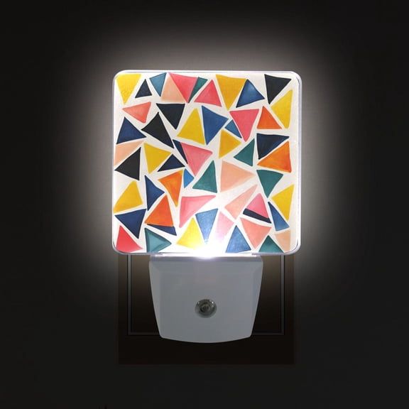 Yayeee LED Plug in Night Light for The Home with Auto Dusk to Dawn Light Sensors, 2 Pack, Abstract Triangles